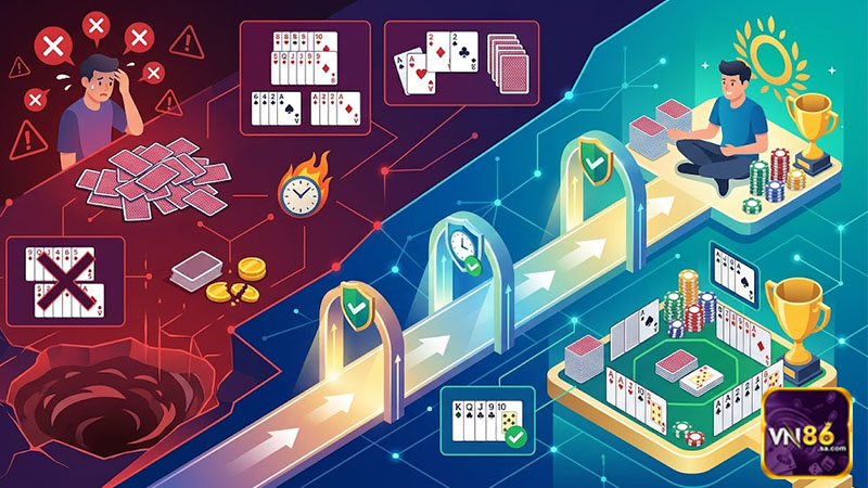 Người mới thường mắc nhiều lỗi khi chưa nắm rõ cách chơi phỏm online