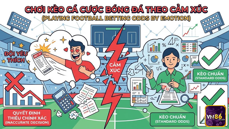 Chơi kèo cá cược bóng đá theo cảm xúc dễ khiến người chơi đưa ra quyết định thiếu chính xác