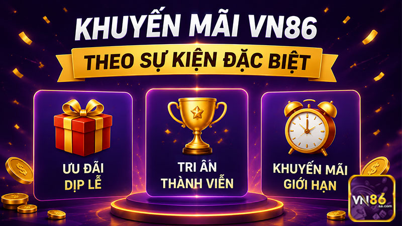 Khuyến mãi VN86 cập nhật liên tục trong các sự kiện lớn