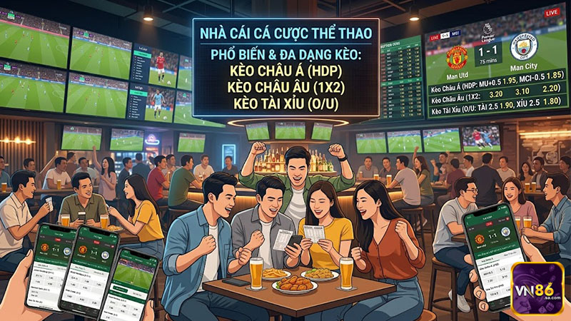 Nhà cái cá cược thể thao cung cấp nhiều loại kèo phổ biến như châu Á, châu Âu và tài xỉu