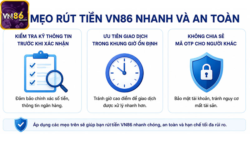Mẹo giúp rút tiền VN86 an toàn và ổn định hơn