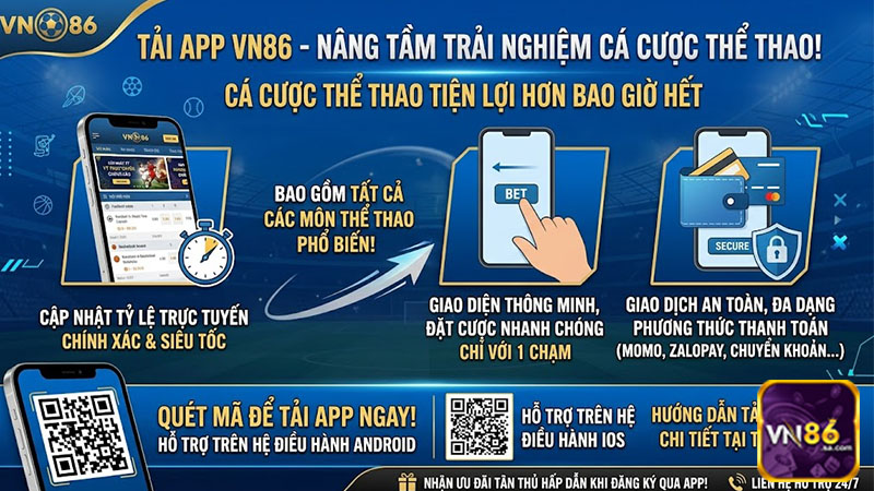 Tải app VN86 giúp cá cược thể thao tiện lợi hơn